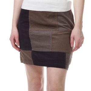 Love Riche patchwork corduroy mini skirt in navy & taupe